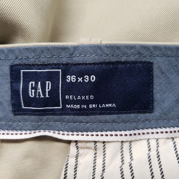 GAP Chino Khaki Pants 36x27 Mens Brown Straight Leg Relaxed Flat Front Cotton - Picture 3 of 16